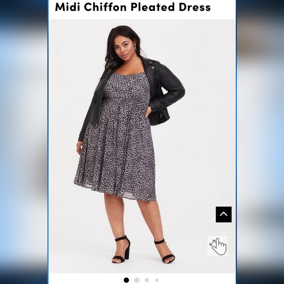 4x Plus Torrid Grey Gray Cheetah Spot Leopard Print Midi Chiffon Pleated Dress - Picture 4 of 14